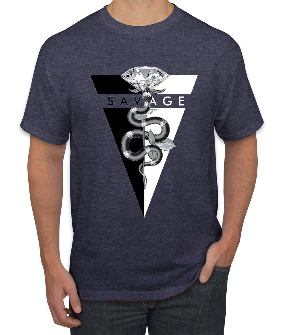Savage Snake Diamant Tropf Dreieck Hype Streetwear Herren Hip Hop T-Shirt - Bild 23 von 24