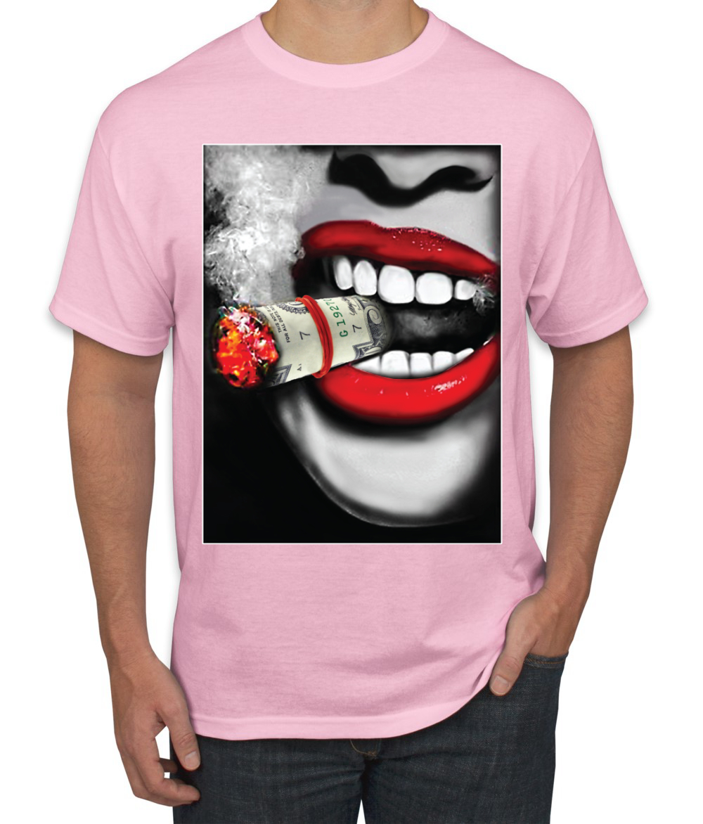 Niña Fumando Cubano Dinero Cigarro Sexy Humo Labios Cultura Pop Hombres Camiseta - Imagen 11 de 25