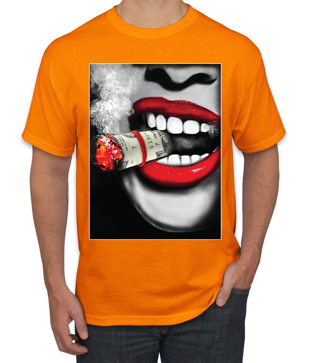 Niña Fumando Cubano Dinero Cigarro Sexy Humo Labios Cultura Pop Hombres Camiseta - Imagen 17 de 25
