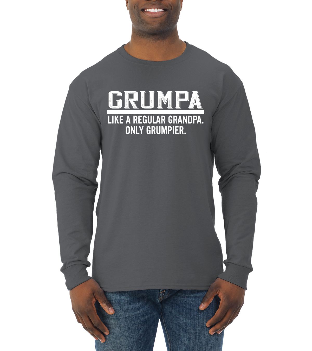 Grumpa Like A Regular Grandpa Only Grumpier Funny Gift Men Long Sleeve Tshirt - Picture 4 of 12