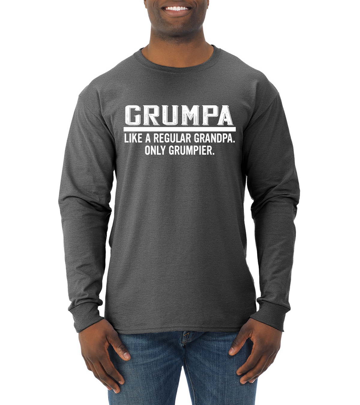 Grumpa Like A Regular Grandpa Only Grumpier Funny Gift Men Long Sleeve Tshirt - Picture 5 of 12