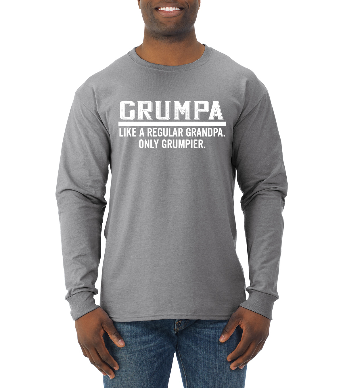 Grumpa Like A Regular Grandpa Only Grumpier Funny Gift Men Long Sleeve Tshirt - Picture 6 of 12