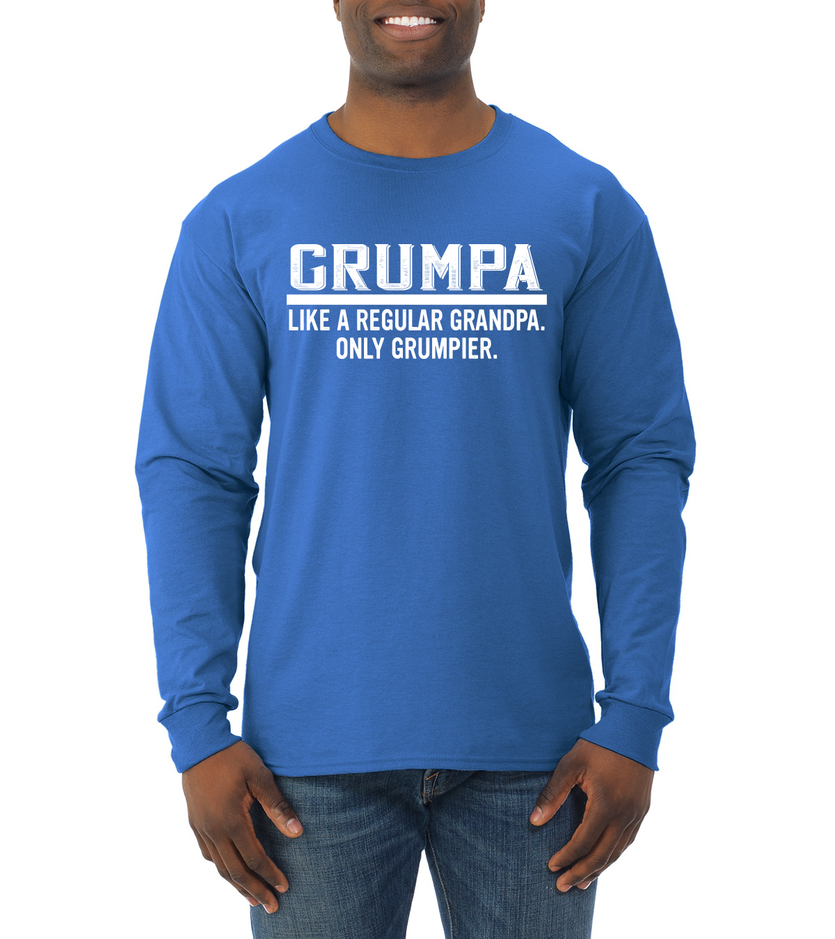 Grumpa Like A Regular Grandpa Only Grumpier Funny Gift Men Long Sleeve Tshirt - Picture 10 of 12