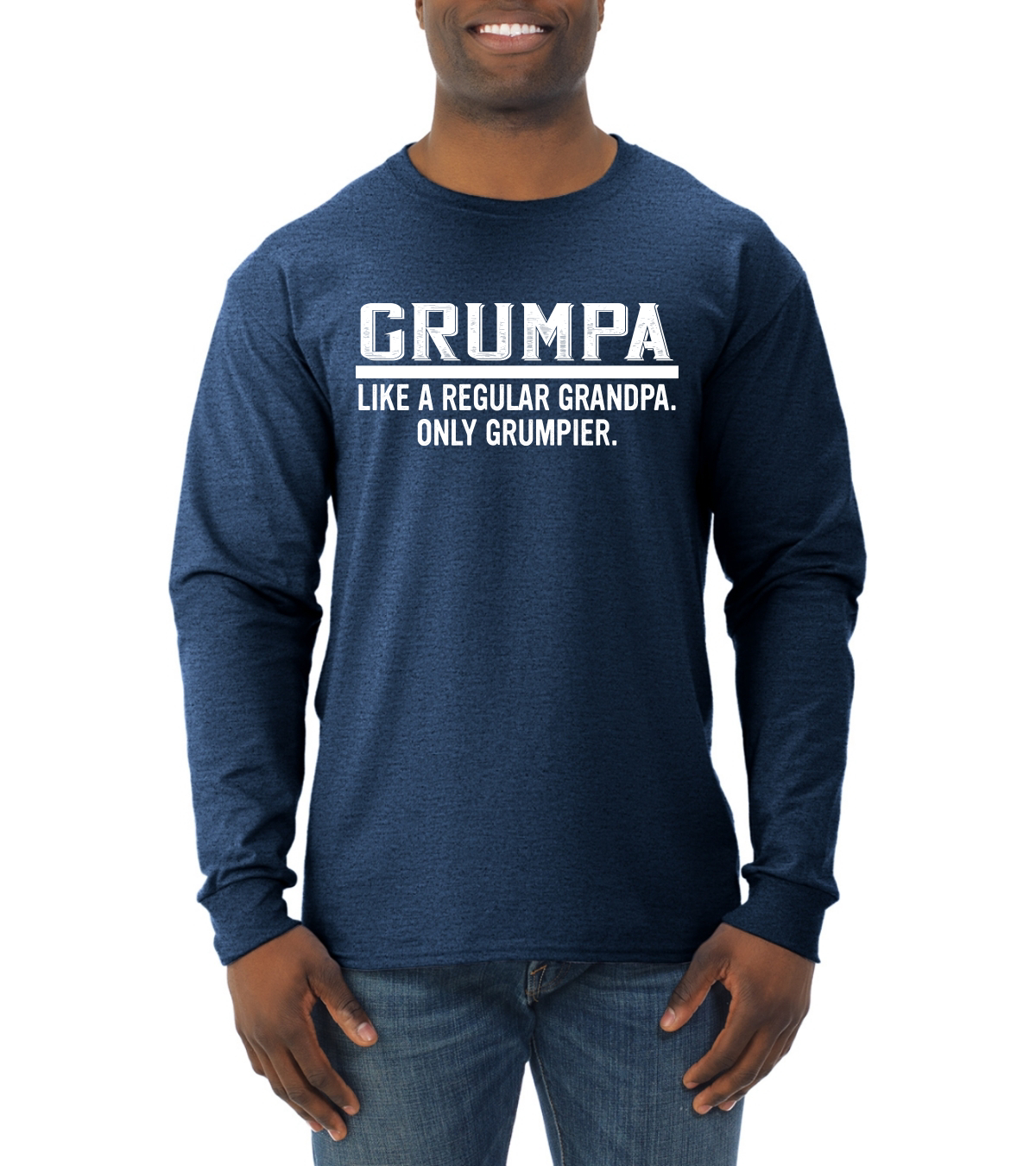 Grumpa Like A Regular Grandpa Only Grumpier Funny Gift Men Long Sleeve Tshirt - Picture 11 of 12