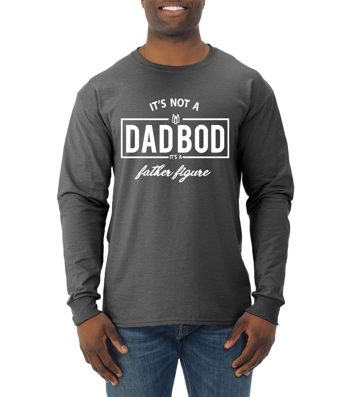 Its Not A Dad BOD Its A Father Figure Funny Husband Gift Men Long Sleeve Shirt - Picture 4 of 12