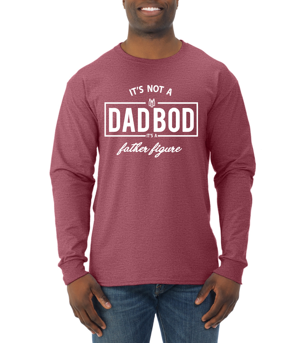 Its Not A Dad BOD Its A Father Figure Funny Husband Gift Men Long Sleeve Shirt - Picture 12 of 12