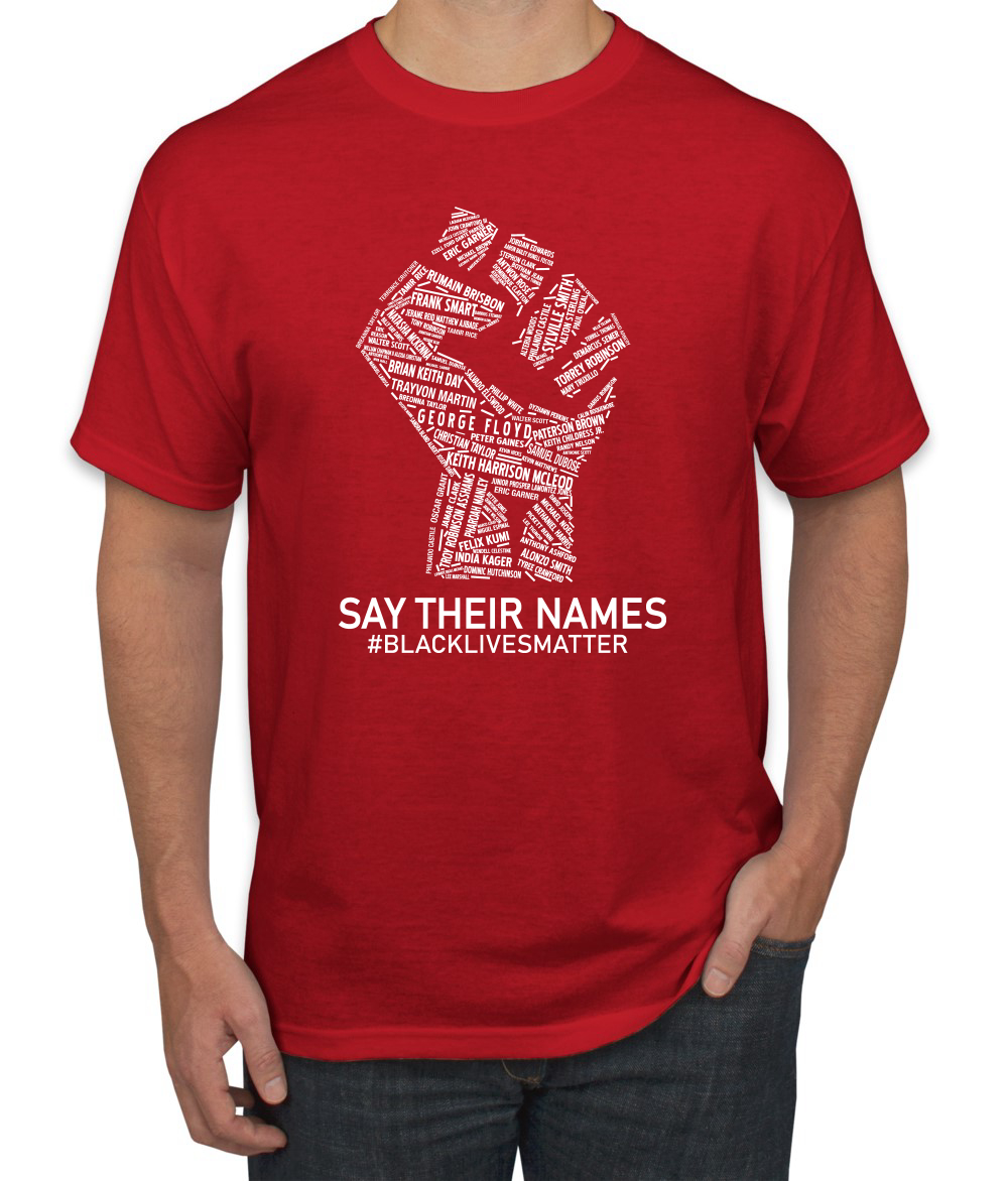 Camiseta gráfica Black Lives Matter Say Their Names BLM víctimas Freedom Fist hombres - Imagen 20 de 25