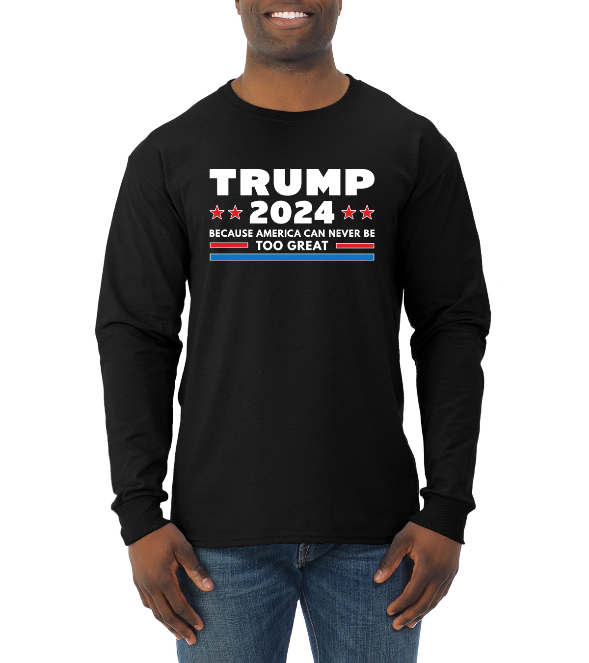 Trump 2024 America Can Never Be Mens Long Sleeve Shirt | eBay