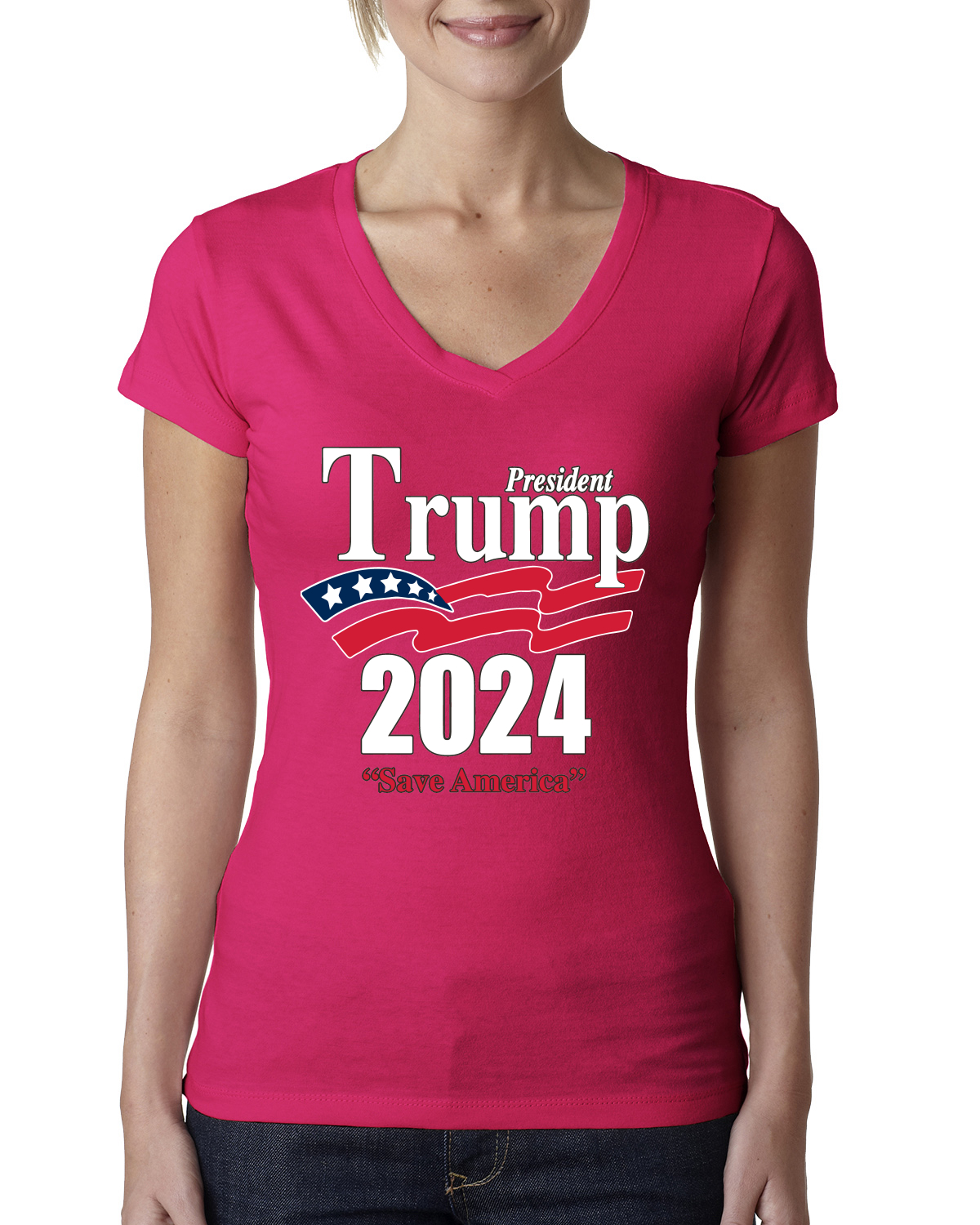 Trump 2024 Shirt Save America Political Women Junior VNeck Tee eBay