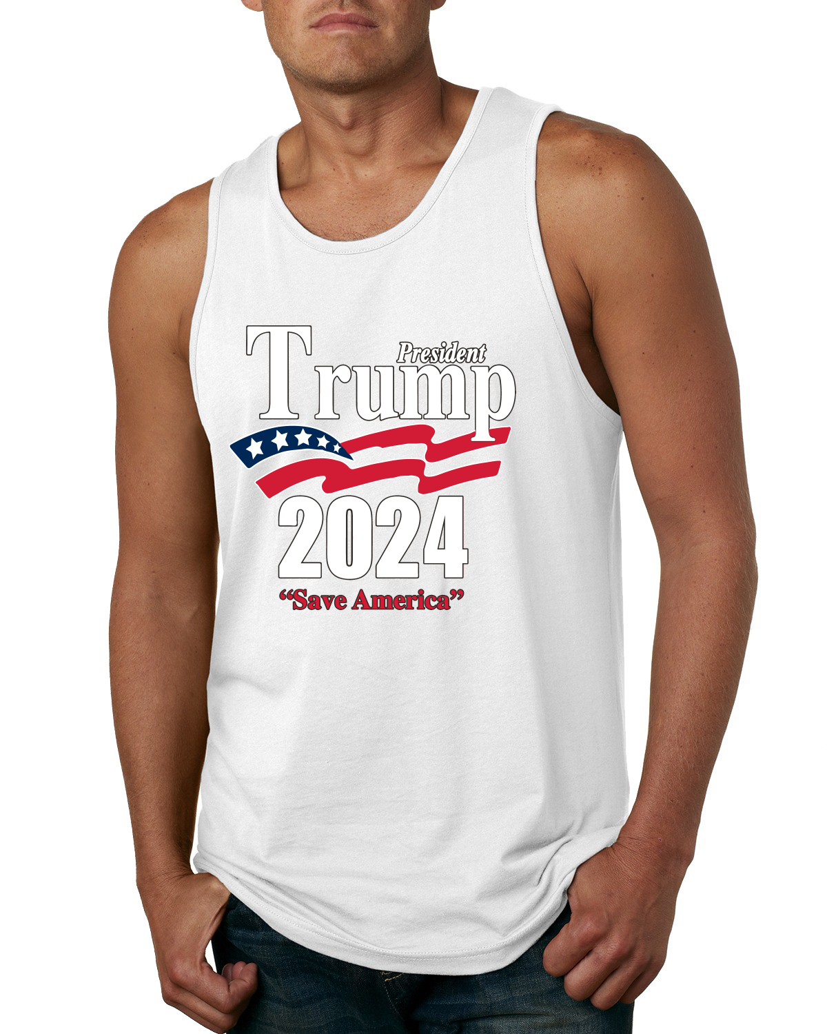 Camiseta sin mangas gráfica Trump 2024 Save America para hombres políticos - Imagen 9 de 9