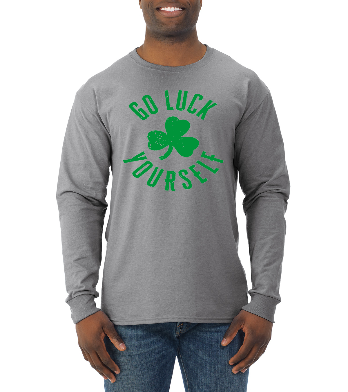 Camisa de manga larga Go Luck Yourself diseño trébol Día de San Patricio para hombre - Imagen 4 de 4