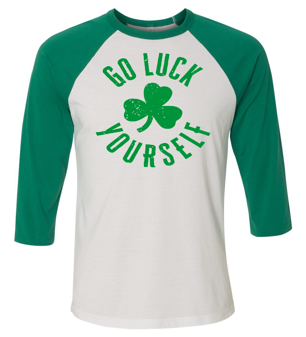 Lucky Shamrock Funny Clover St Patricks Pattys Day Men Women Baseball Tee Shirt - Picture 8 of 27