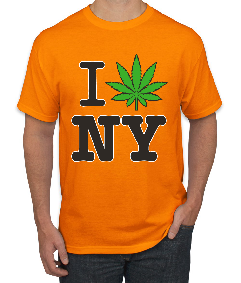 I Love New York Cannabis Weed Leaf Legalization Men Graphic Tshirt