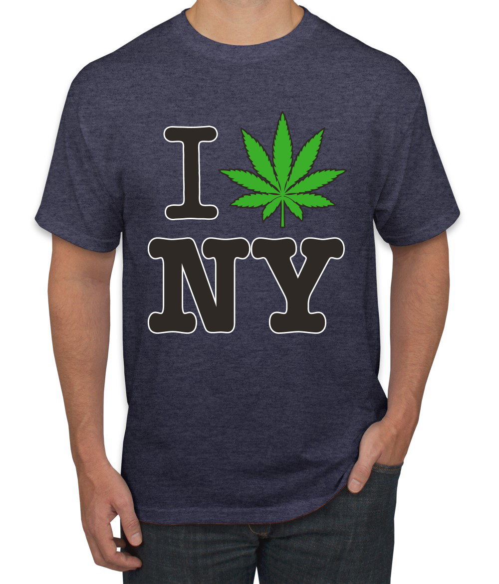 I Love New York Cannabis Weed Leaf Legalization Men Graphic Tshirt