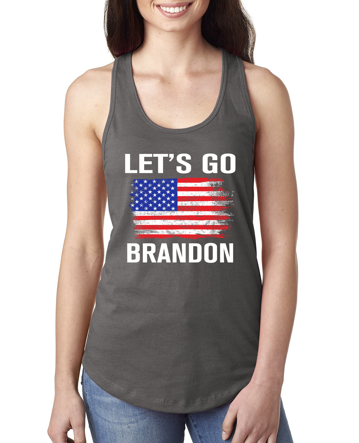 Lets Go Brandon Flag Political Ladies Racerback Tank Top - Picture 9 of 14