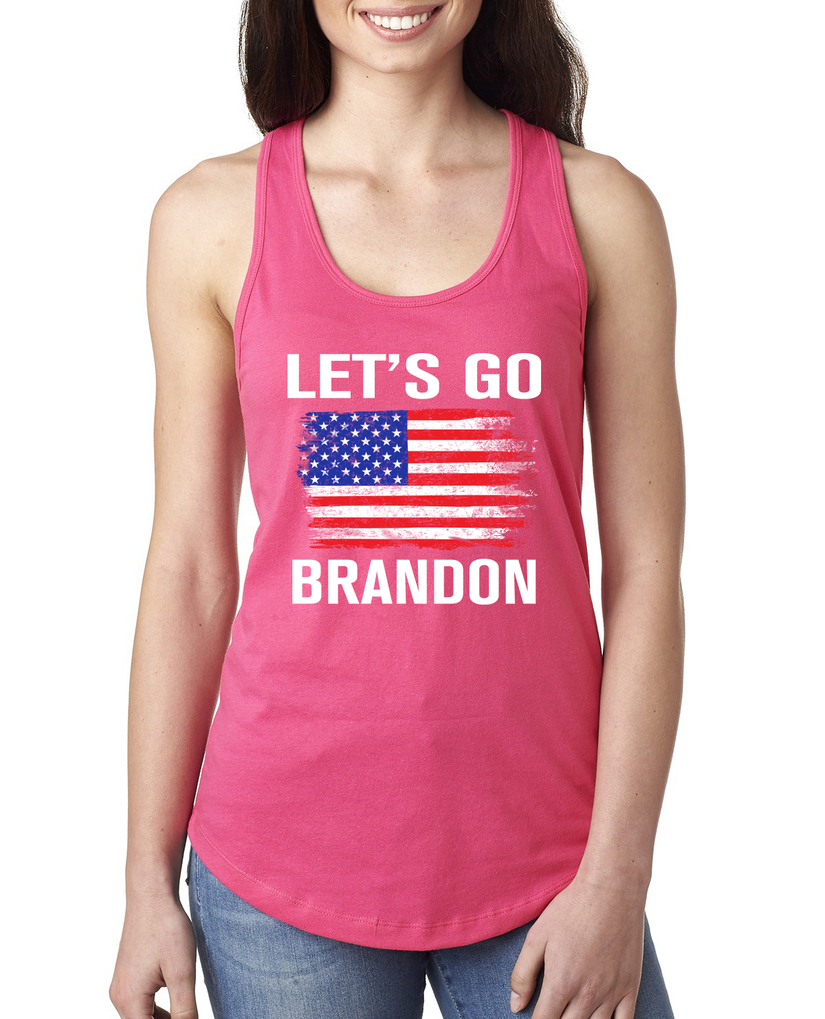 Lets Go Brandon Flag Political Ladies Racerback Tank Top - Picture 10 of 14