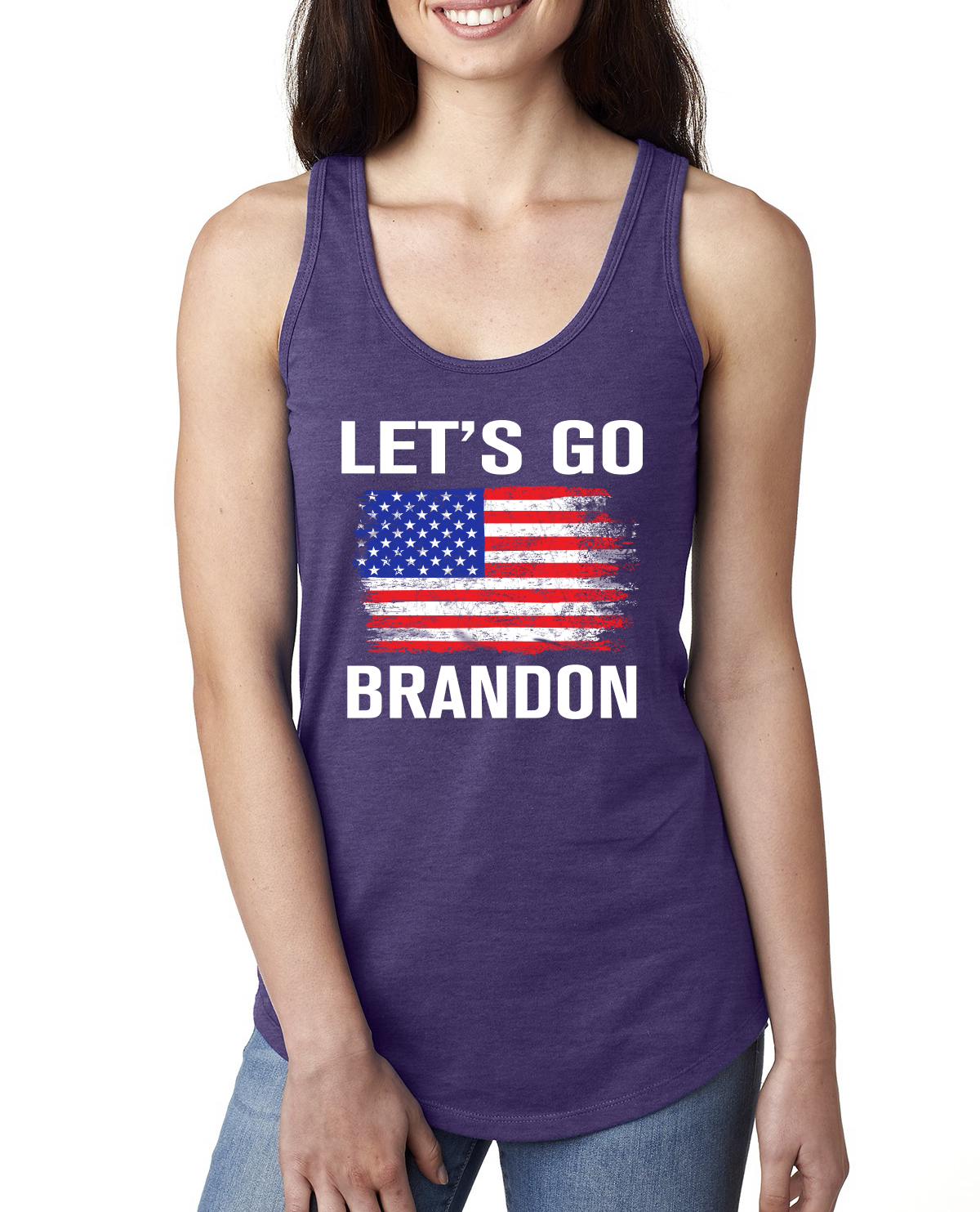Lets Go Brandon Flag Political Ladies Racerback Tank Top - Picture 12 of 14