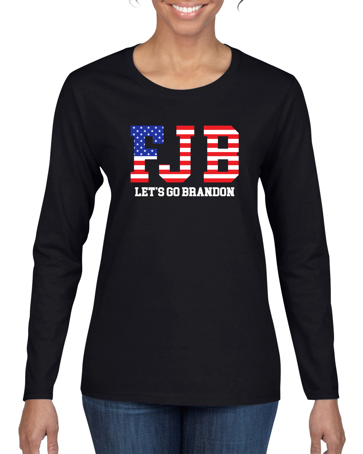 FJB Lets Go Brandon Political Women Long Sleeve Shirt - Picture 3 of 8