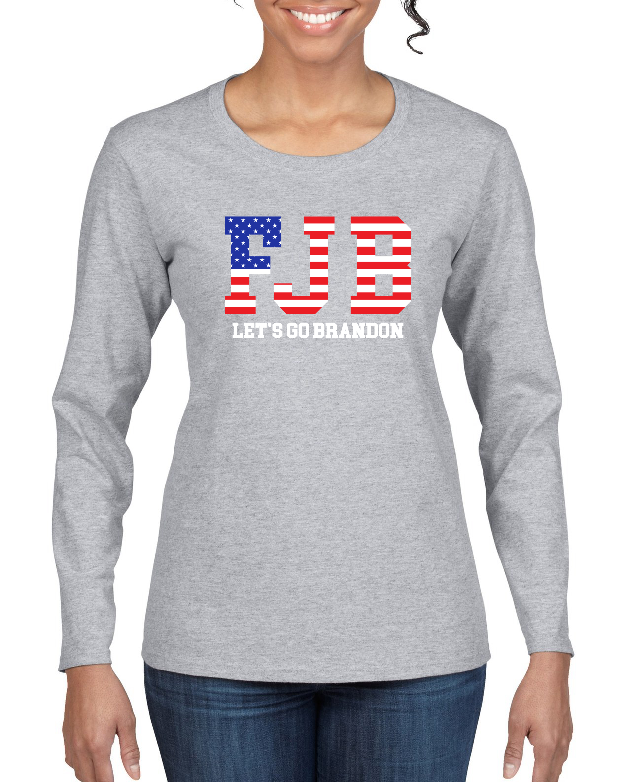 FJB Lets Go Brandon Political Women Long Sleeve Shirt - Picture 4 of 8