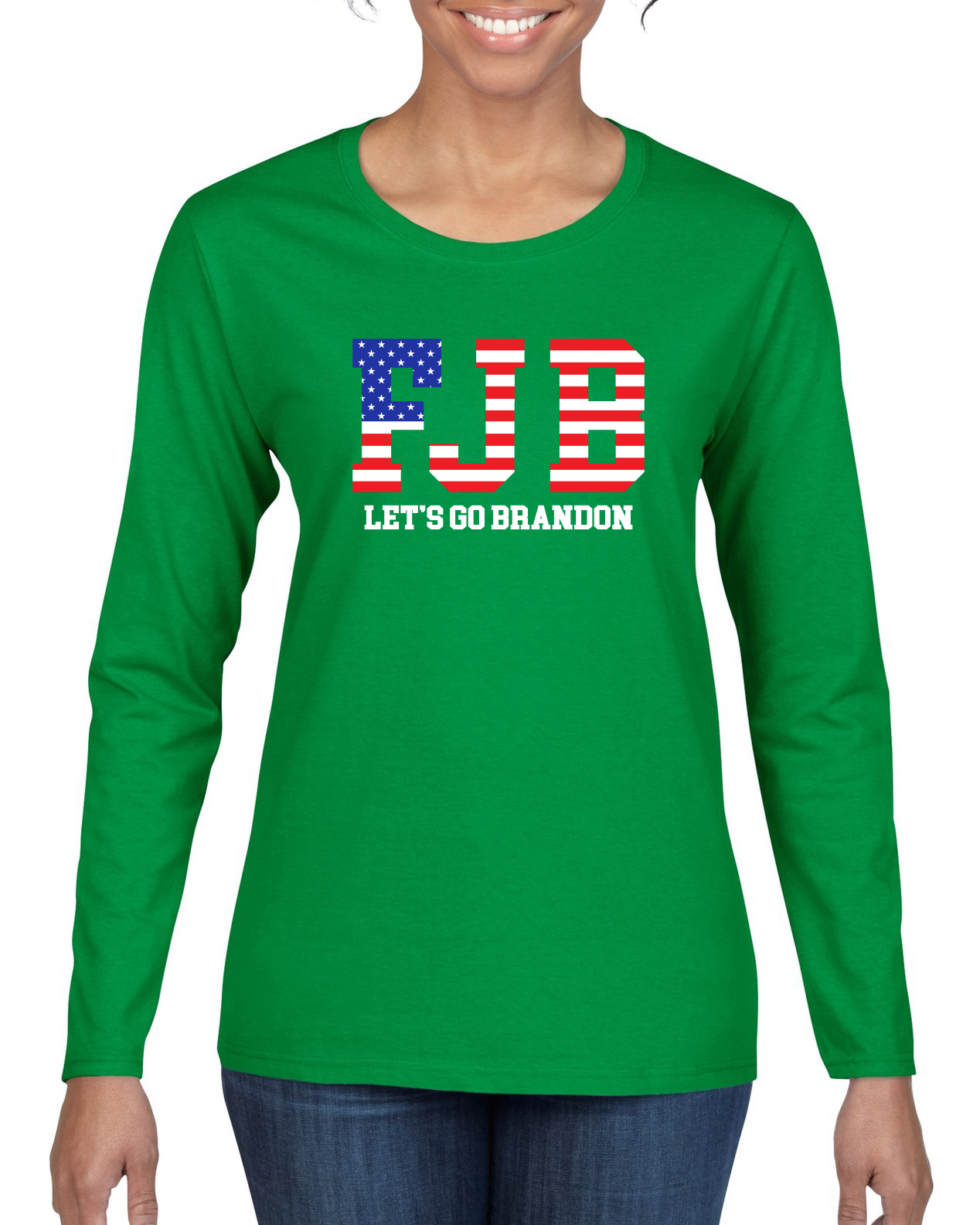 FJB Lets Go Brandon Political Women Long Sleeve Shirt - Picture 5 of 8