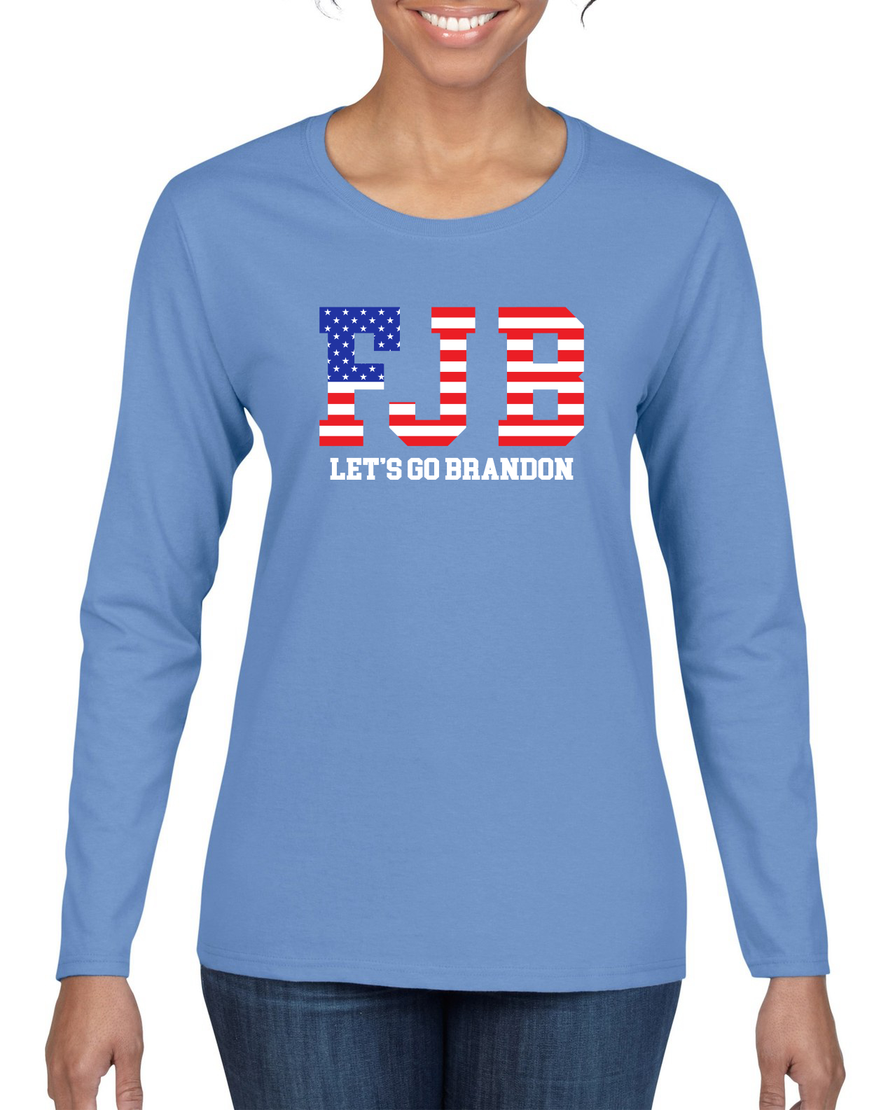 FJB Lets Go Brandon Political Women Long Sleeve Shirt - Picture 6 of 8