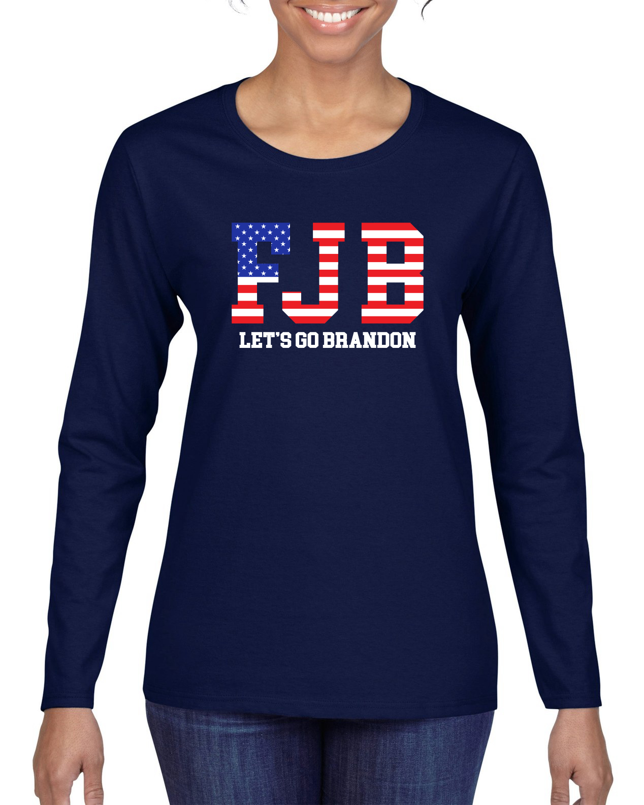 FJB Lets Go Brandon Political Women Long Sleeve Shirt - Picture 7 of 8