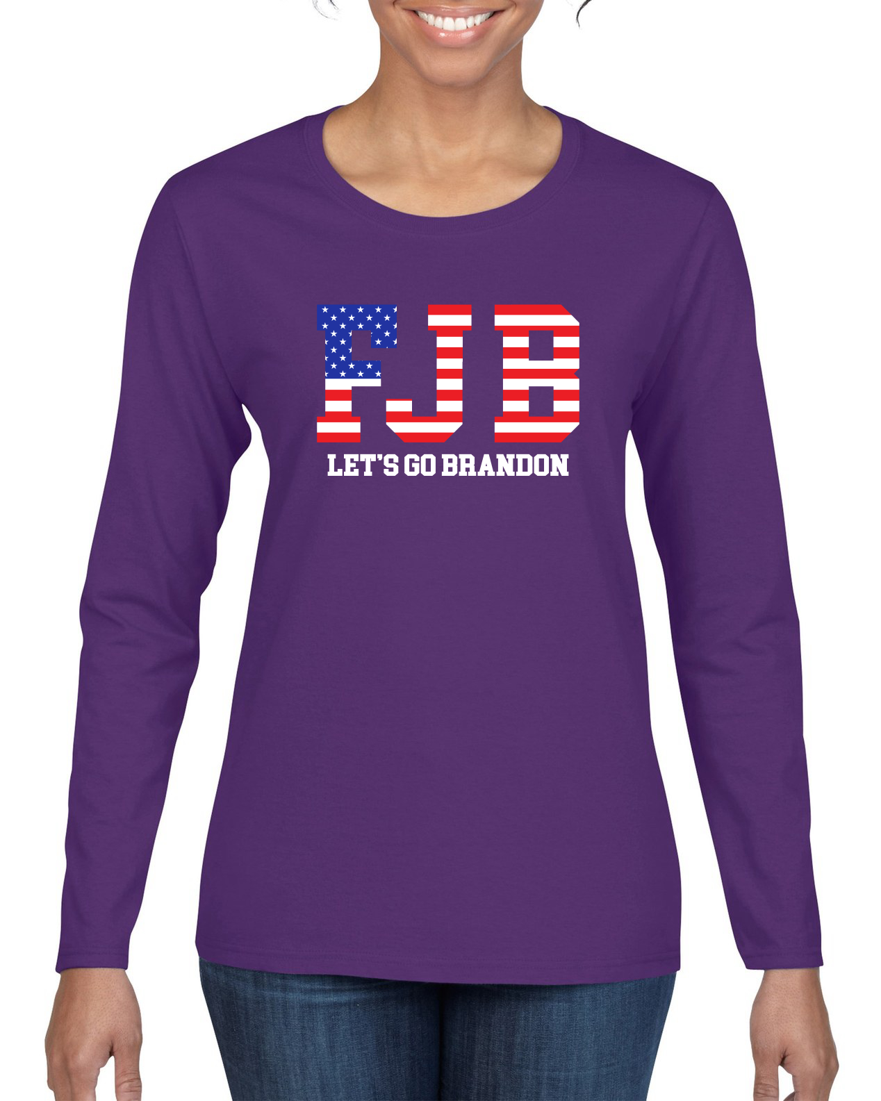 FJB Lets Go Brandon Political Women Long Sleeve Shirt - Picture 8 of 8