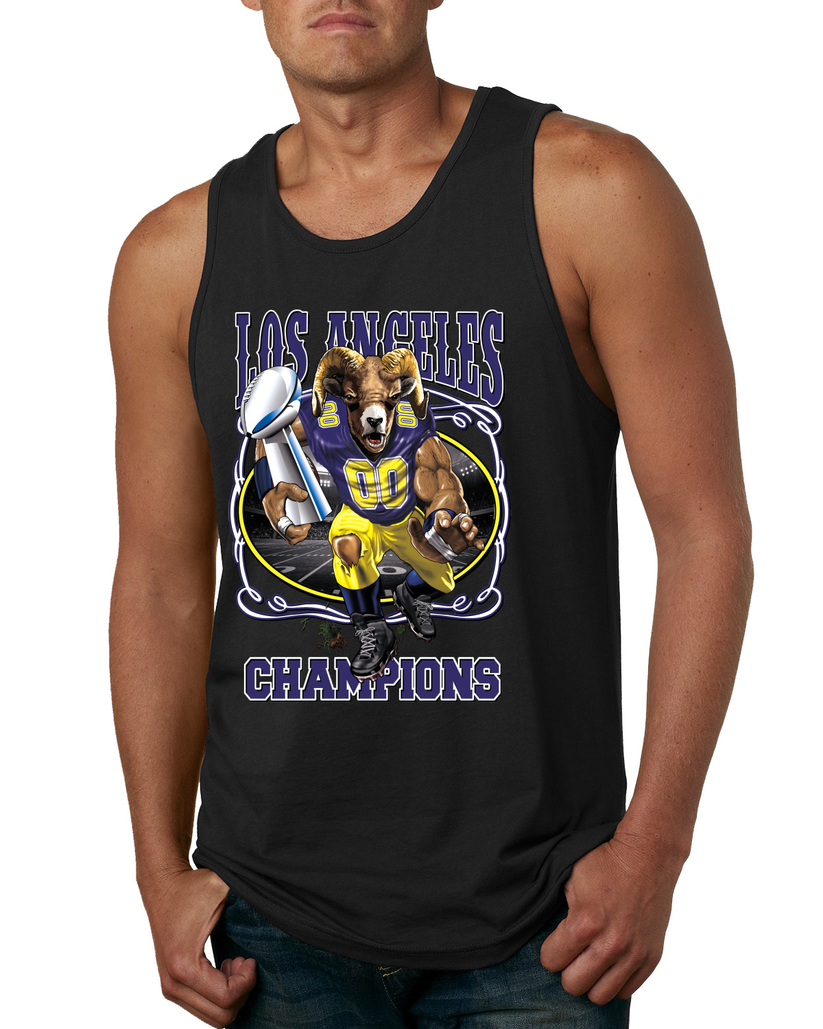 Camiseta sin mangas de deportes de fútbol americano de fantasía para hombres de los fanáticos de Los Ángeles LA Rams - Imagen 3 de 6