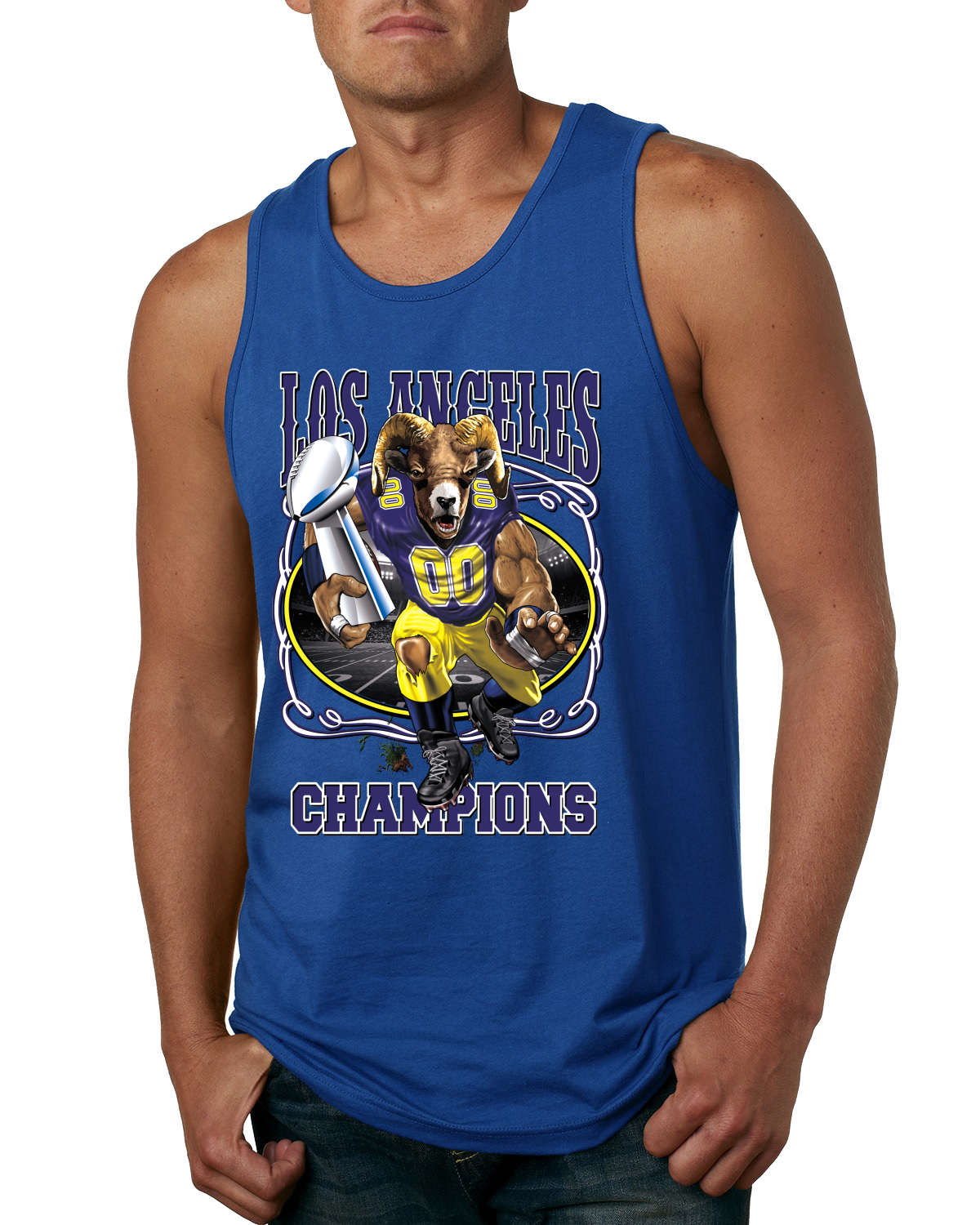 Camiseta sin mangas de deportes de fútbol americano de fantasía para hombres de los fanáticos de Los Ángeles LA Rams - Imagen 5 de 6