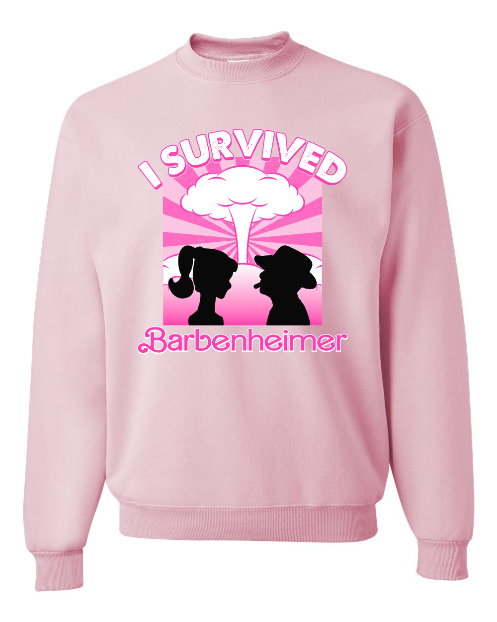 Sudadera rosa Barbenheimer I sobrevivió a la cultura pop hombre mujer - Imagen 7 de 10