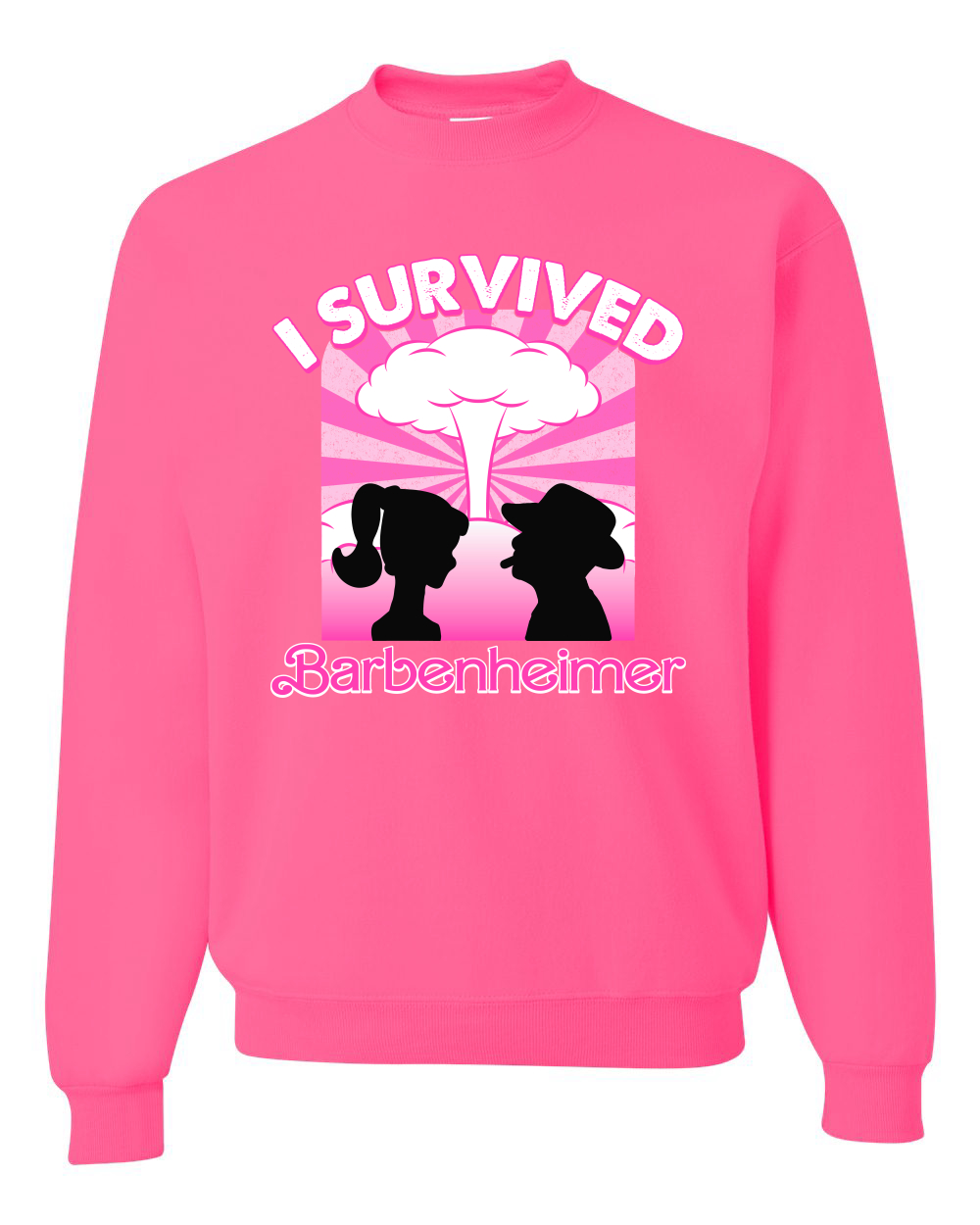 Sudadera rosa Barbenheimer I sobrevivió a la cultura pop hombre mujer - Imagen 8 de 10