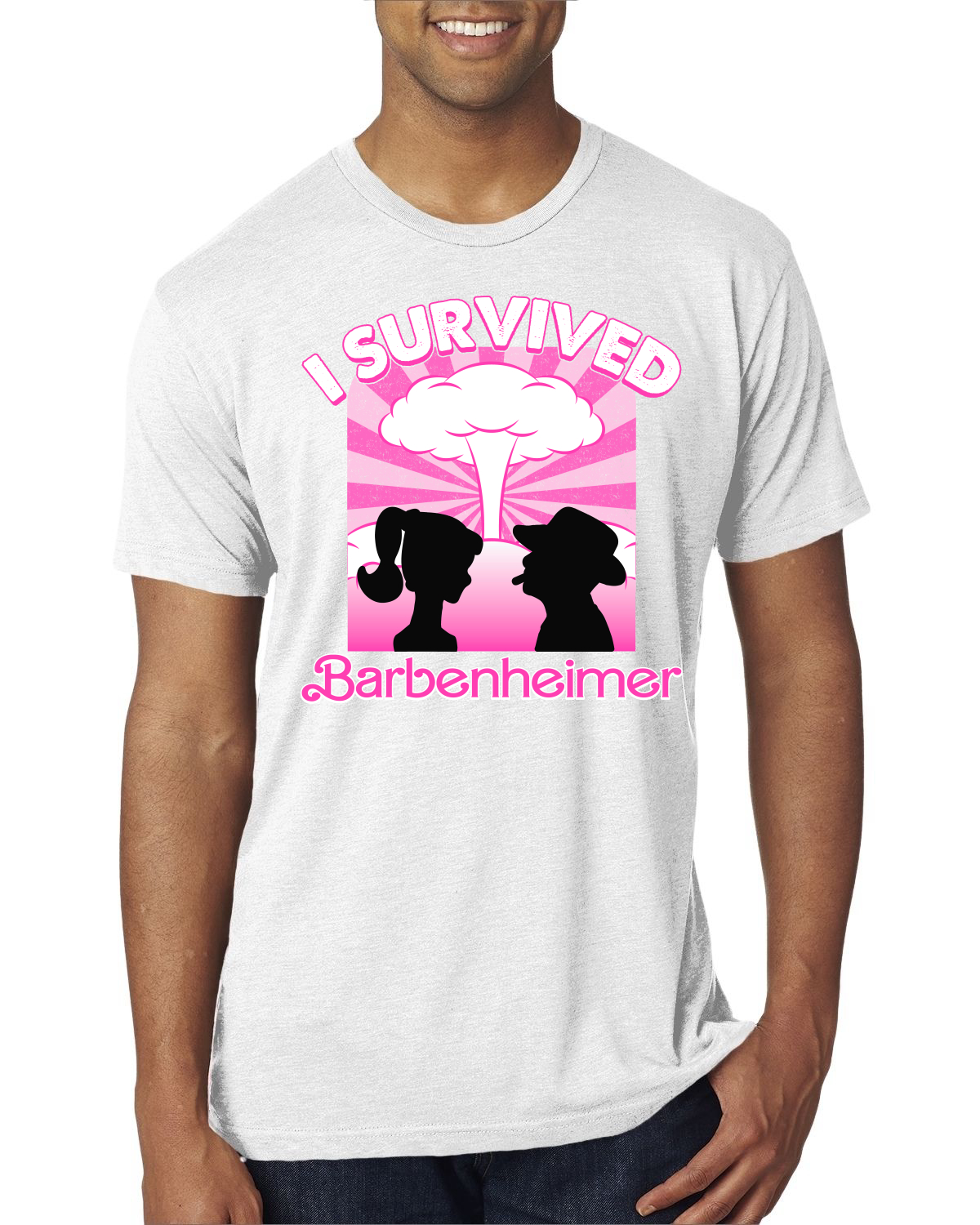 Camiseta Pink Barbenheimer I Survived Pop Culture Hombre Premium Tri Mezcla - Imagen 3 de 6