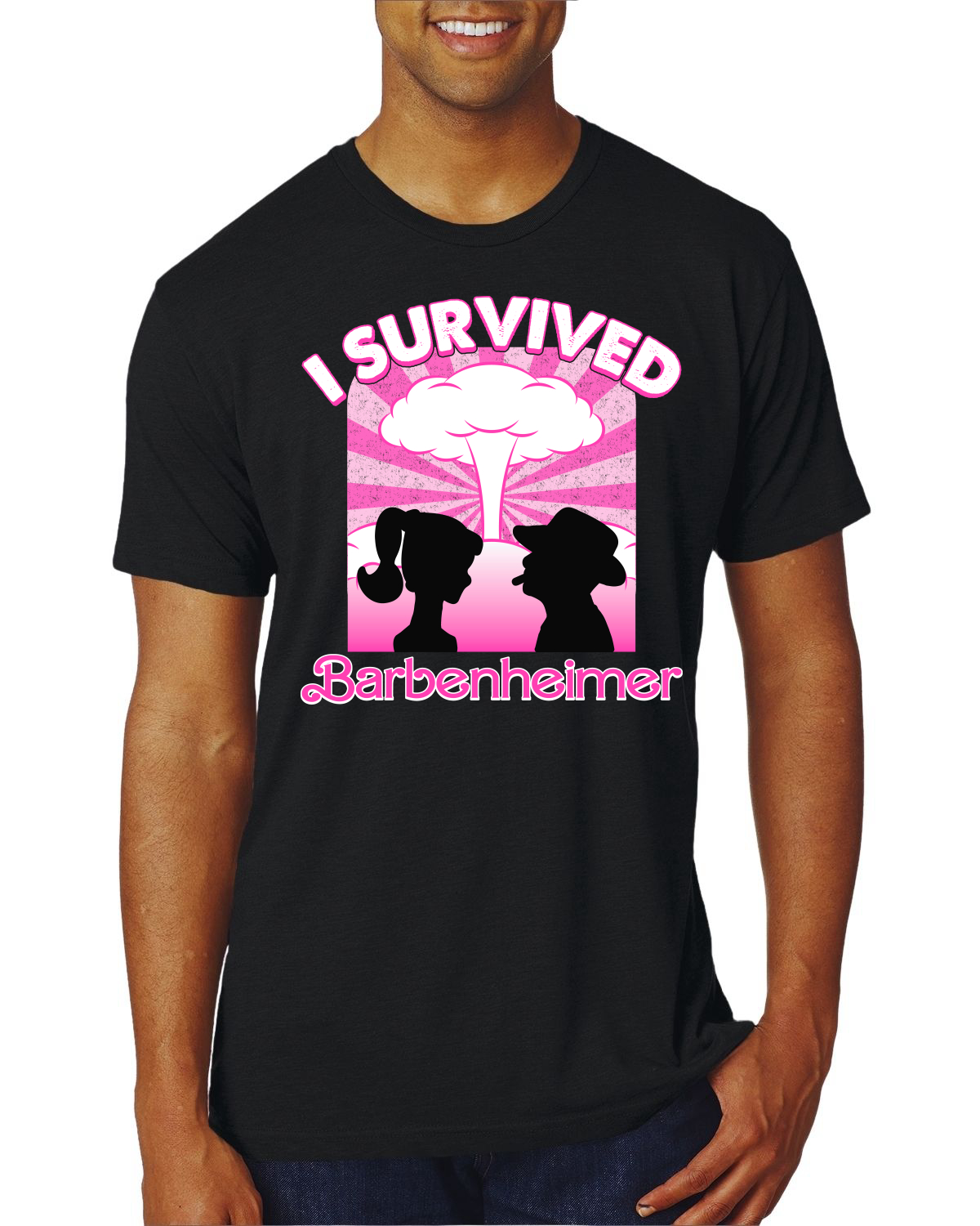 Camiseta Pink Barbenheimer I Survived Pop Culture Hombre Premium Tri Mezcla - Imagen 5 de 6
