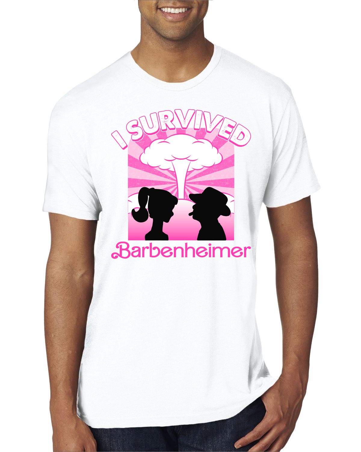 Camiseta Pink Barbenheimer I Survived Pop Culture Hombre Premium Tri Mezcla - Imagen 6 de 6