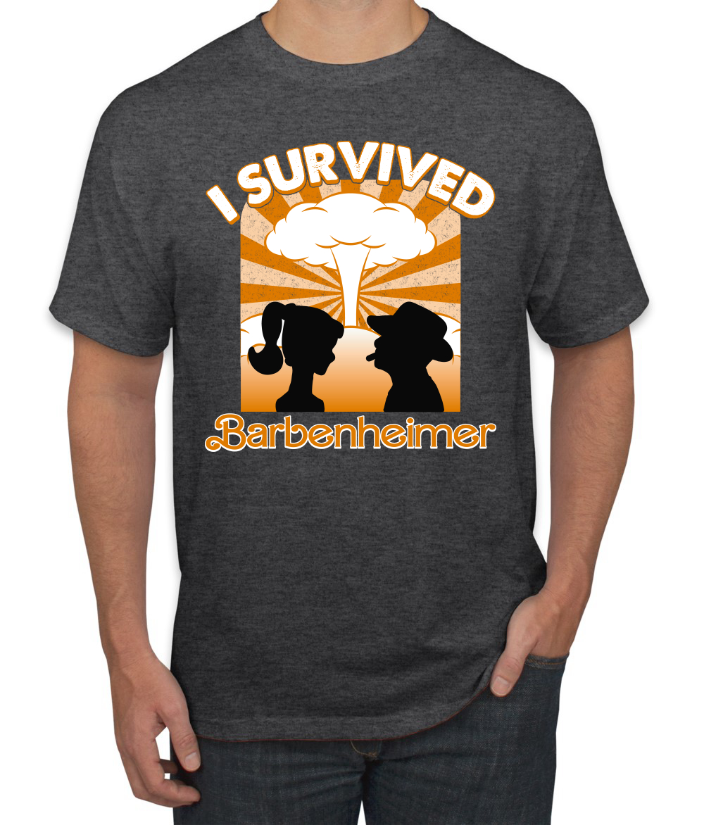 Camiseta gráfica naranja Barbenheimer I sobrevivió a la cultura pop para hombre - Imagen 6 de 11