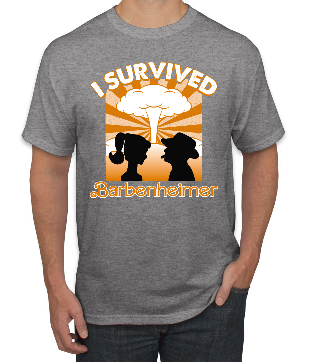 Camiseta gráfica naranja Barbenheimer I sobrevivió a la cultura pop para hombre - Imagen 7 de 11