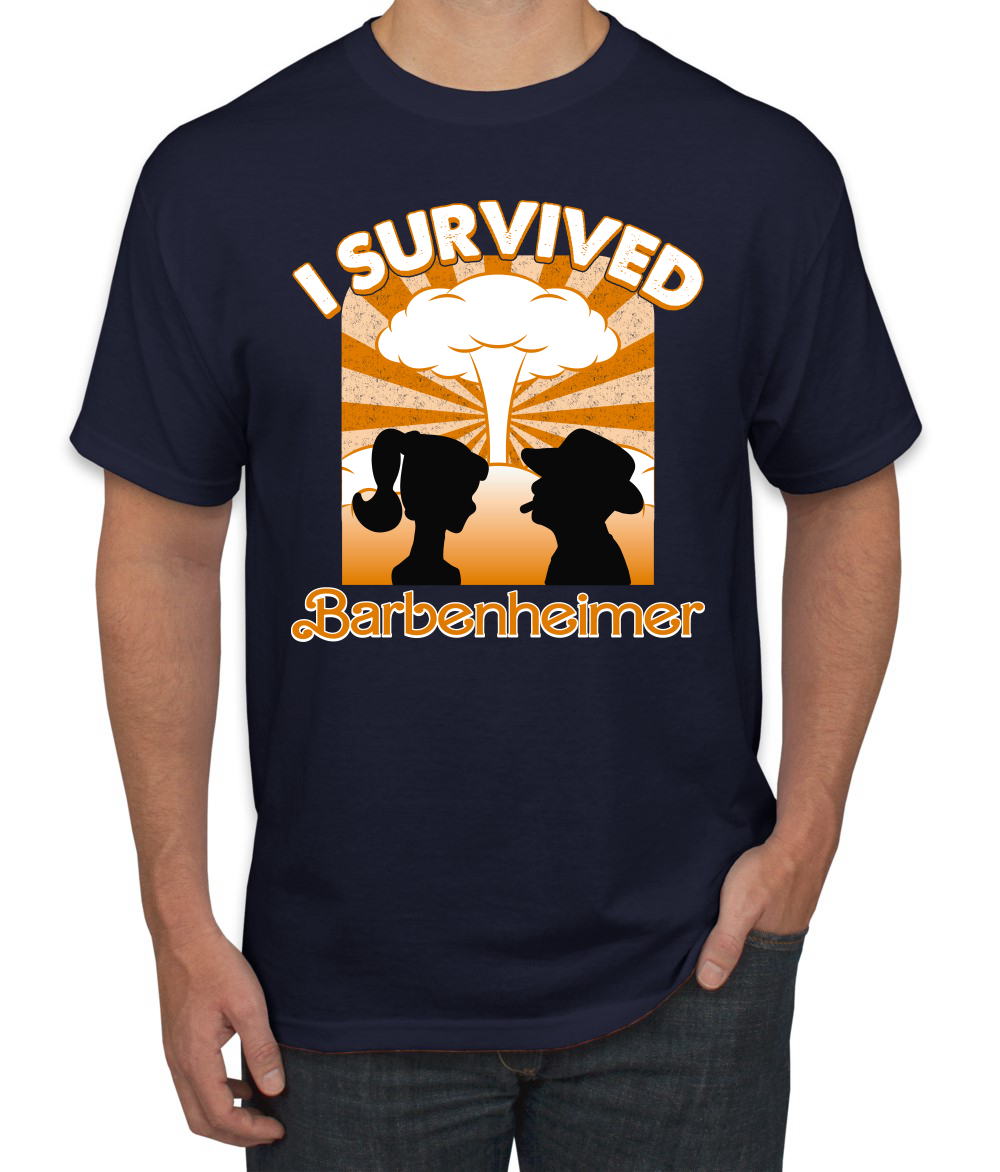 Camiseta gráfica naranja Barbenheimer I sobrevivió a la cultura pop para hombre - Imagen 9 de 11