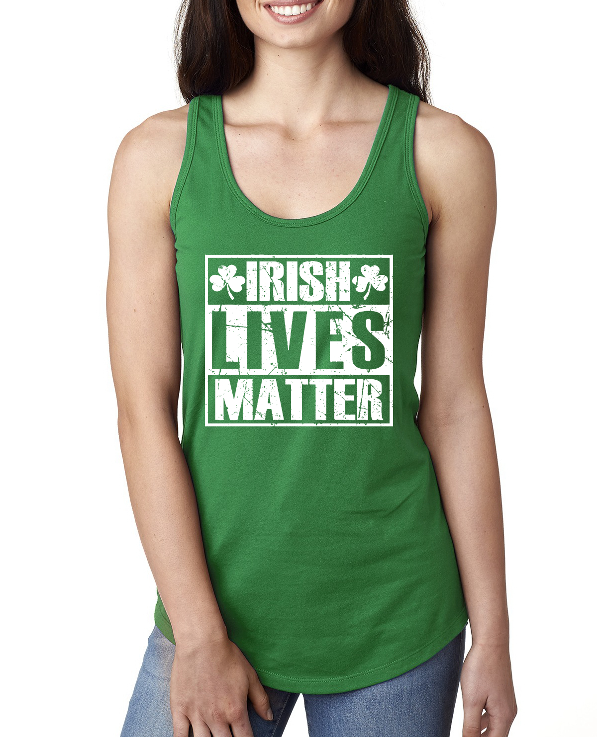Camiseta sin mangas Irish Lives Matter Trébol Día de San Patricio Damas espalda cruzada - Imagen 3 de 3