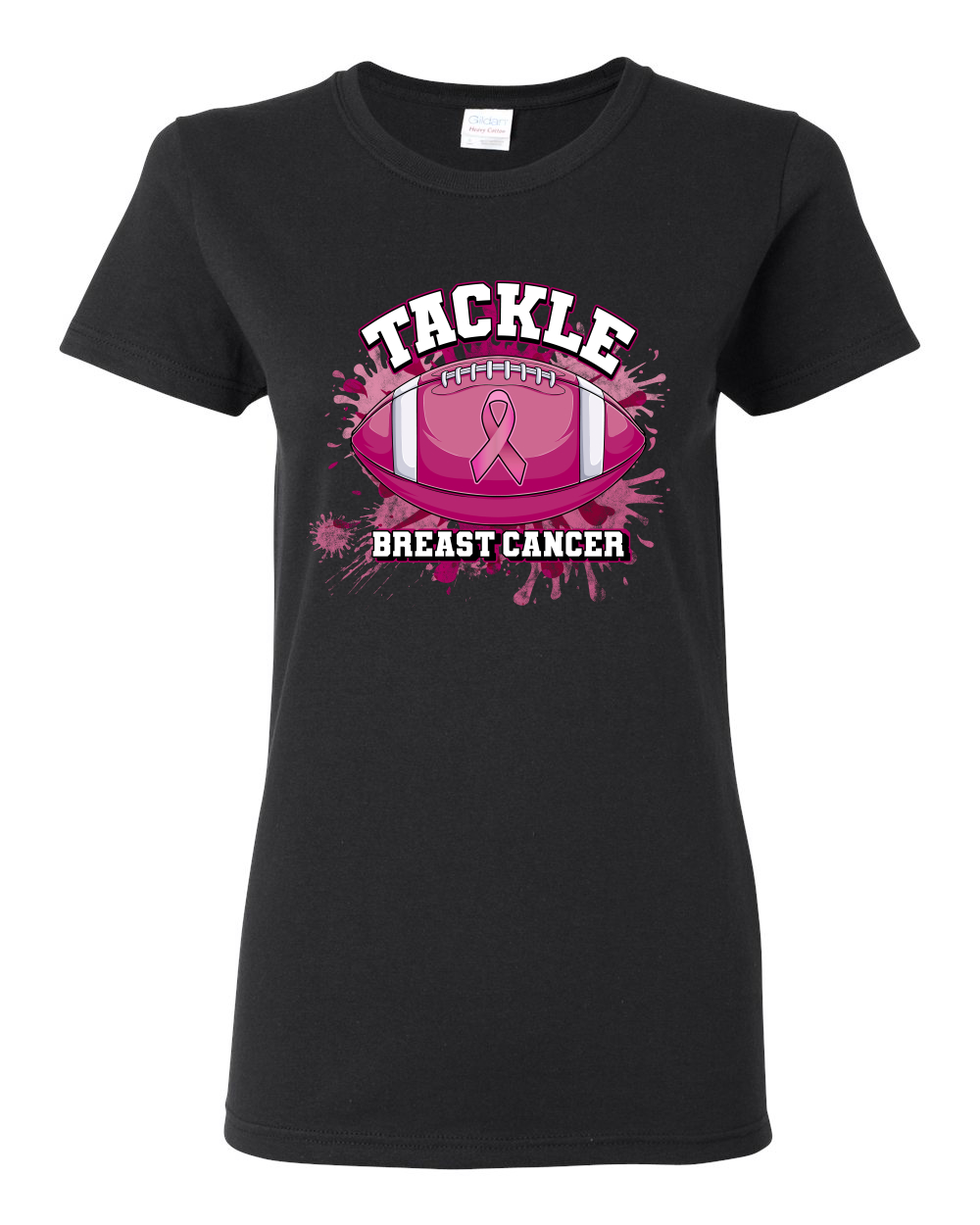 Camiseta gráfica para mujer con salpicaduras de pintura de fútbol americano más resistente que el cáncer - Imagen 3 de 8