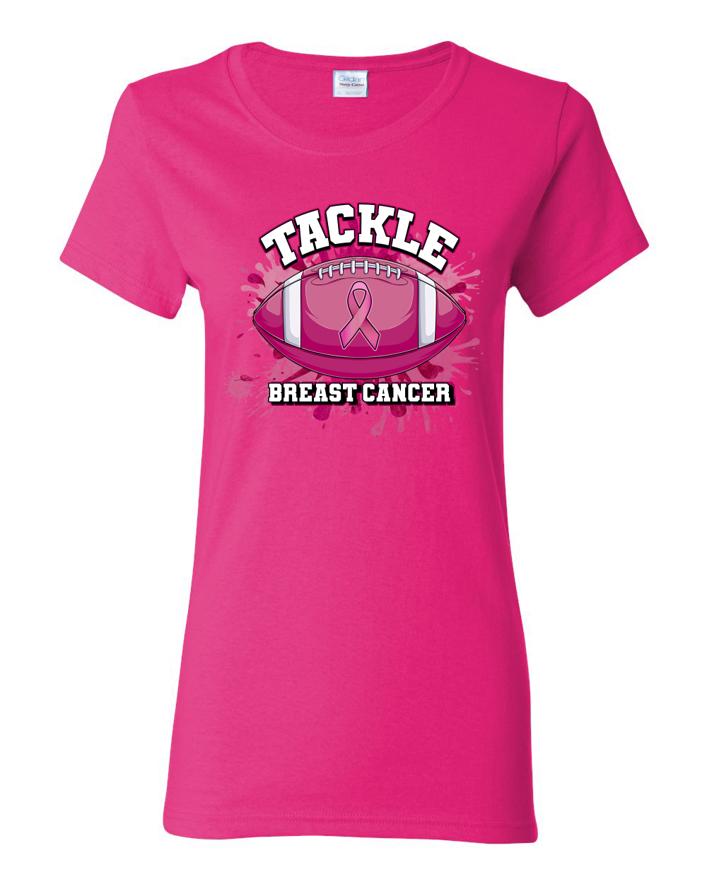Camiseta gráfica para mujer con salpicaduras de pintura de fútbol americano más resistente que el cáncer - Imagen 5 de 8