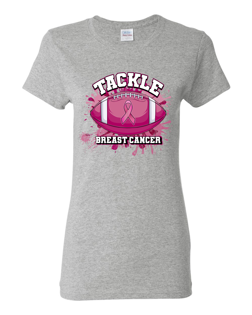 Camiseta gráfica para mujer con salpicaduras de pintura de fútbol americano más resistente que el cáncer - Imagen 6 de 8