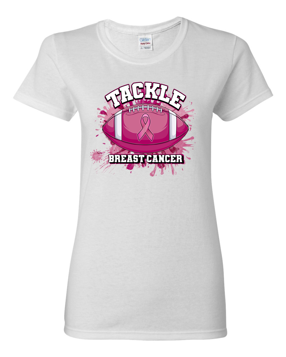 Camiseta gráfica para mujer con salpicaduras de pintura de fútbol americano más resistente que el cáncer - Imagen 8 de 8