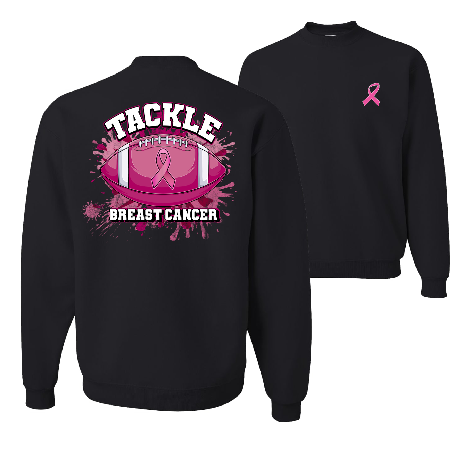 Sudadera gráfica de cuello redondo más resistente que el cáncer con salpicaduras de pintura de fútbol más resistente que el cáncer - Imagen 2 de 8