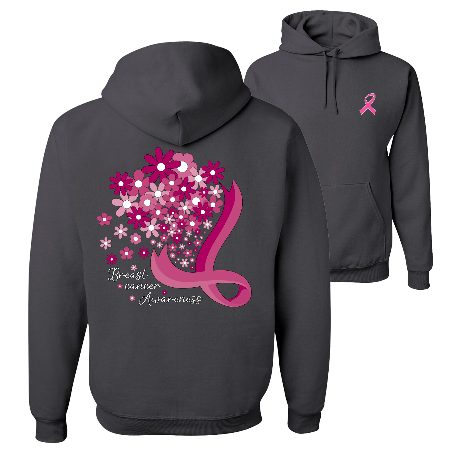 Flowers Front and Back Unisex Graphic Hoodie Sweatshirt - Picture 3 of 8