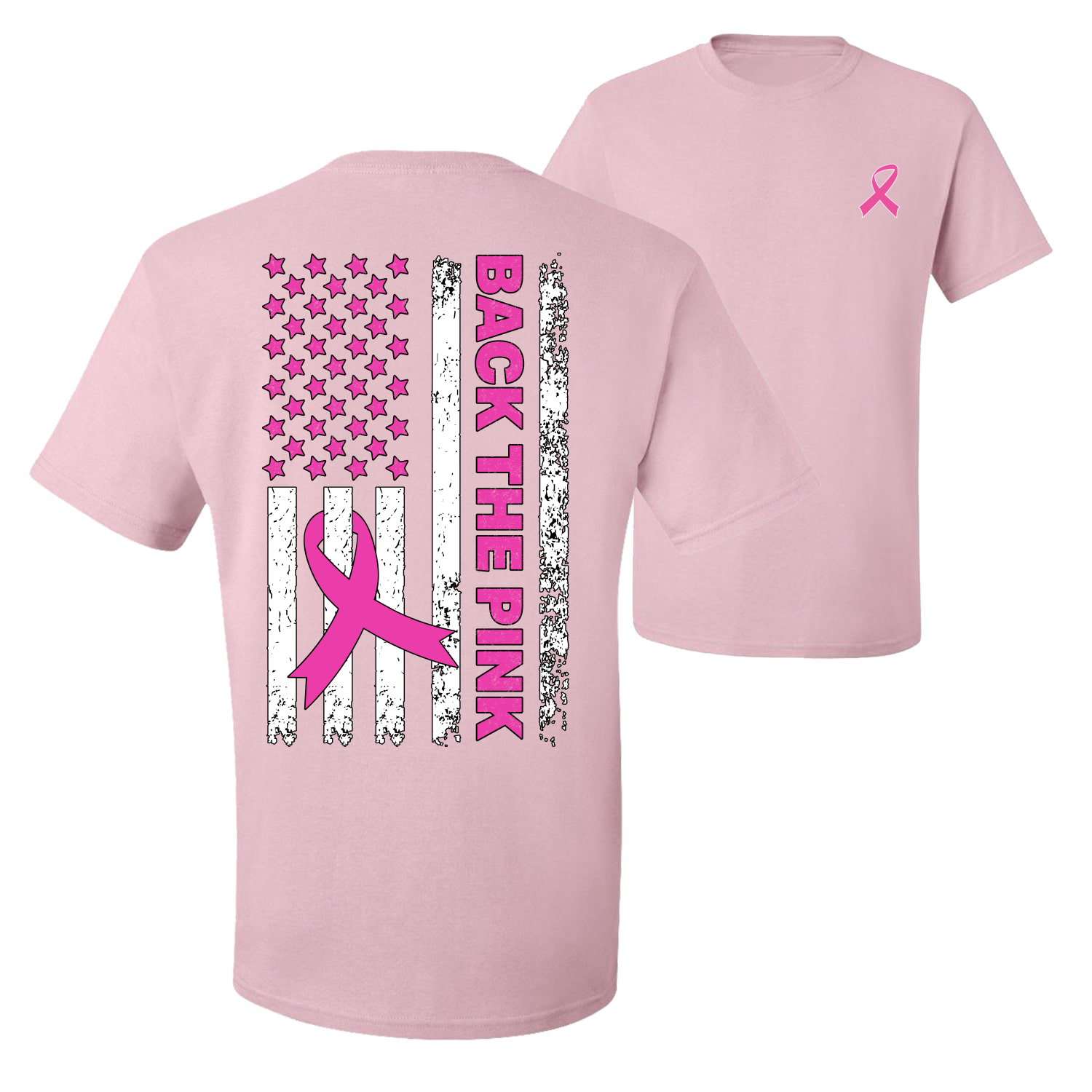Camiseta gráfica para hombre Back the Pink bandera americana delantera y trasera - Imagen 7 de 9