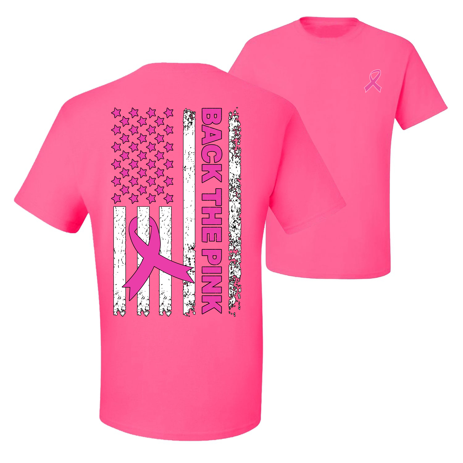 Camiseta gráfica para hombre Back the Pink bandera americana delantera y trasera - Imagen 8 de 9