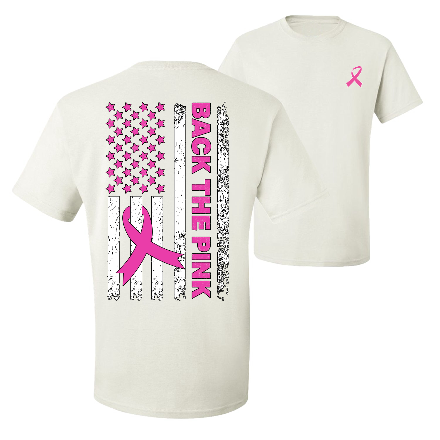 Camiseta gráfica para hombre Back the Pink bandera americana delantera y trasera - Imagen 9 de 9