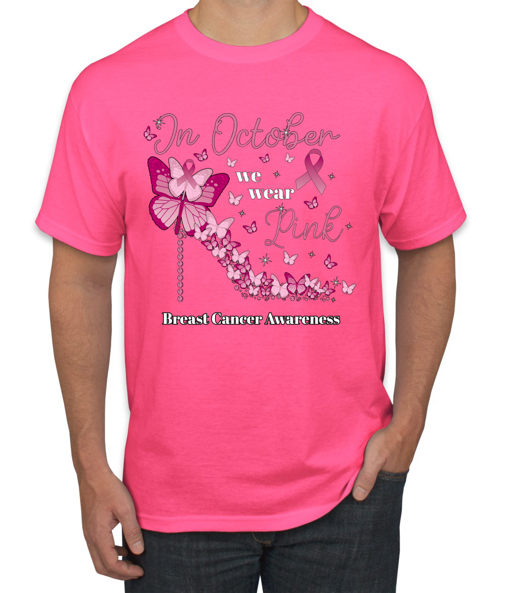 En octubre usamos camiseta rosa tacón de diamante Awareness para hombre - Imagen 9 de 10