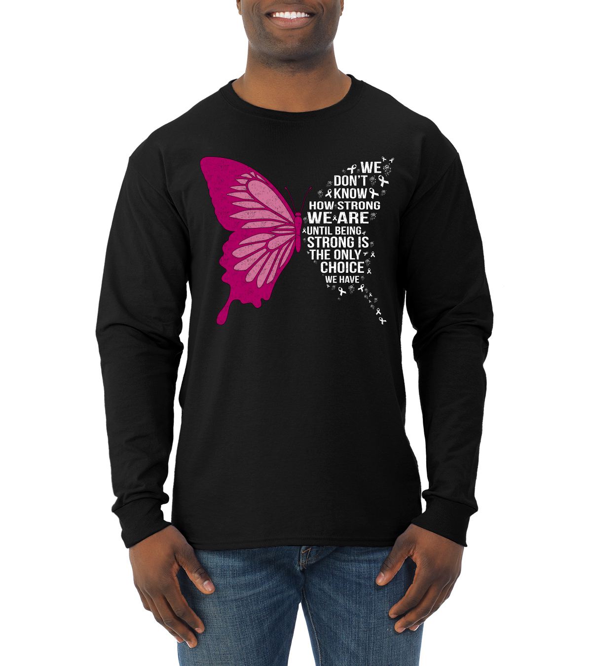 Camisa de manga larga Being Strong Is The Only Option We Have Butterfly para hombre - Imagen 3 de 8