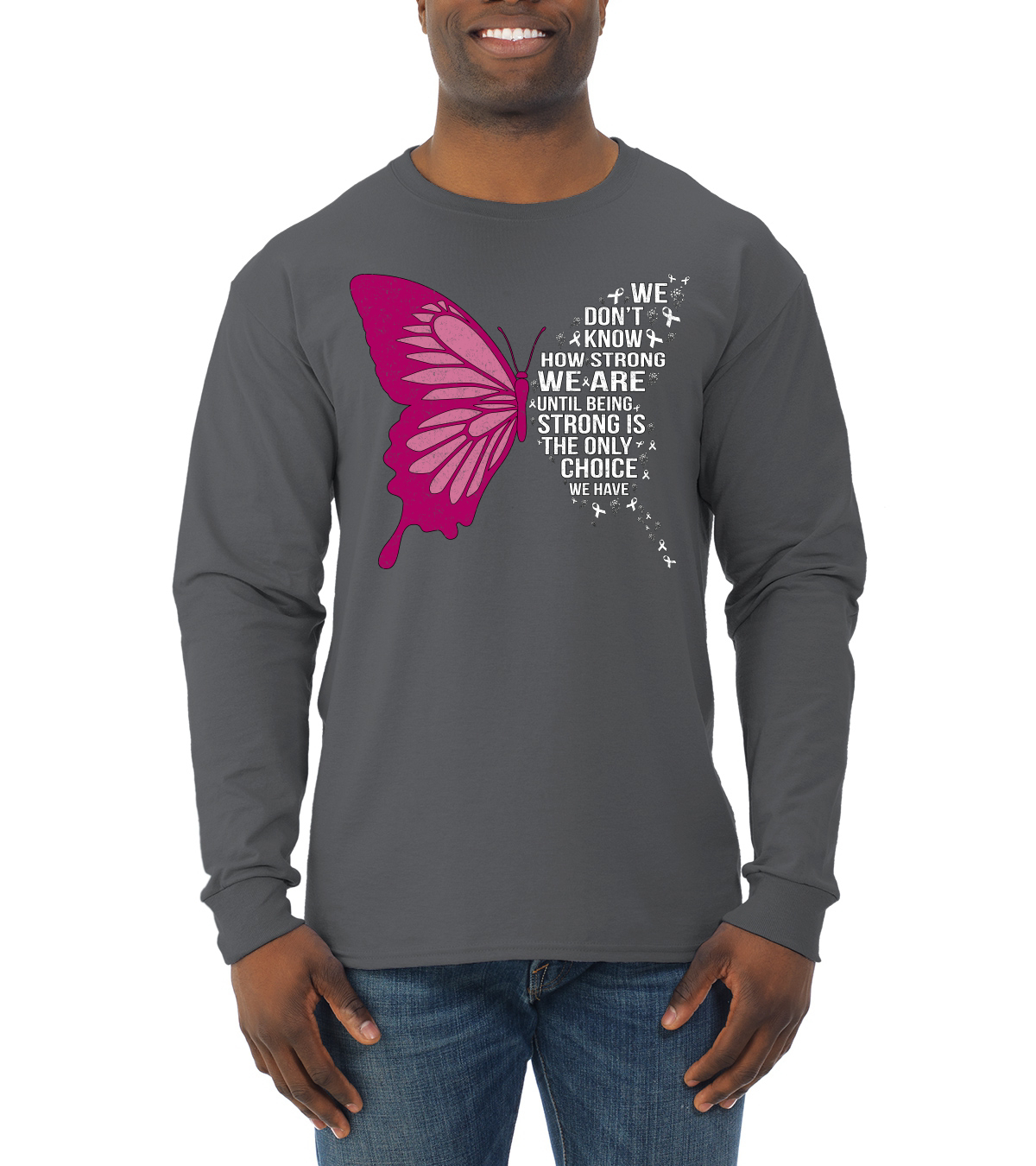 Camisa de manga larga Being Strong Is The Only Option We Have Butterfly para hombre - Imagen 4 de 8